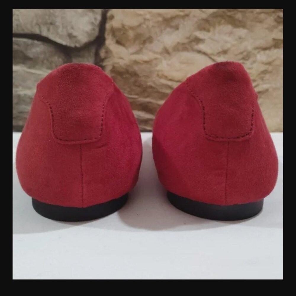 Sz 9M Worthington Burgundy & Gold Ballet Flats Metallic Toe Faux Suede 9 Medium - Picture 5 of 12